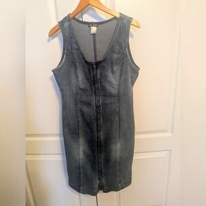 Venus zip detail denim stretch dress